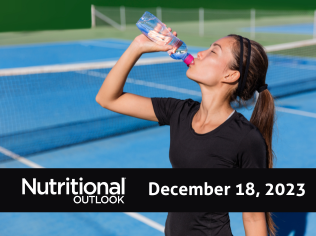 Girl drinks functional hydration beverage on tennis court