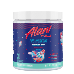 jar of alani nu rocket pop pre-workout powder