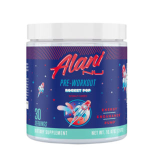 jar of alani nu rocket pop pre-workout powder