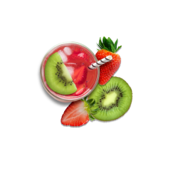 strawberry kiwi drink with straw and fruit